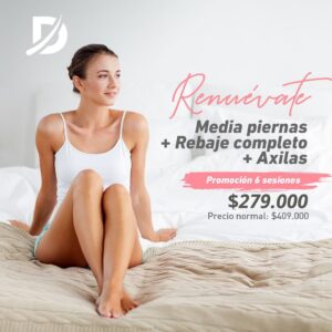 Pack piernas inferior + rebaje completo + axilas - 6 sesiones