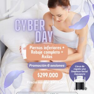 Pack Piernas inferior + rebaje completo + axilas - 6 sesiones + 1 sesión de limpieza facial Aquapure